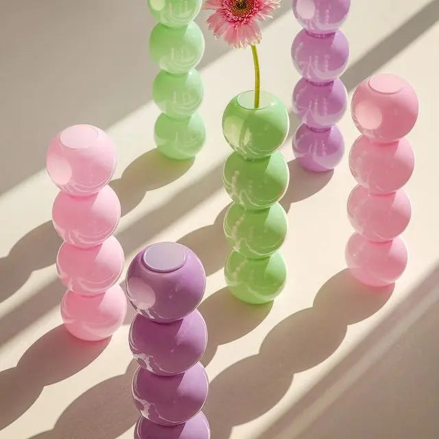 ご自宅用限定お買い得品 VALERIA フラワーベース Ambar Bubbles オレンジ VASI 花瓶・フラワースタンド