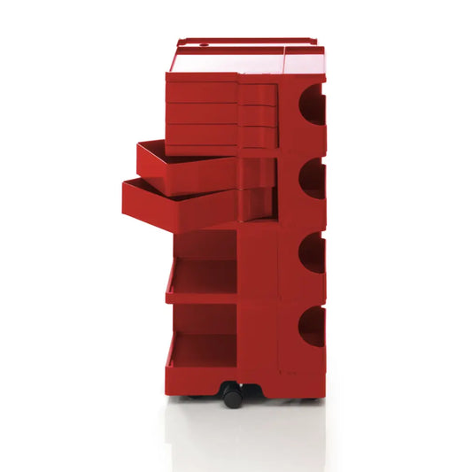 The Boby Trolley Large with 6 drawers, seen here In the colour Red. Available exclusively at Bob and Friends.