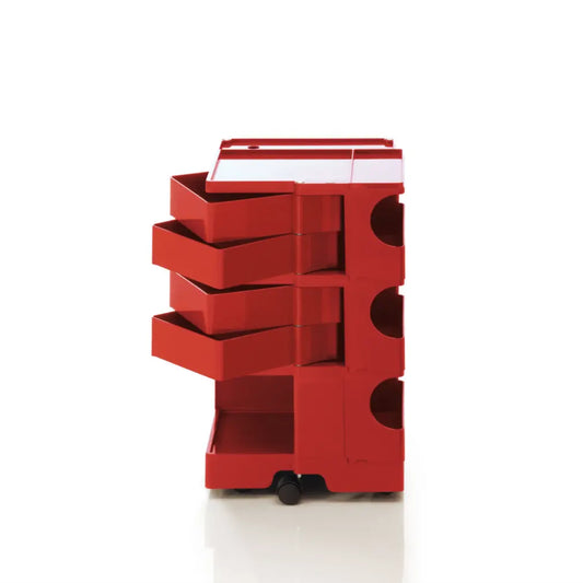 The Boby Trolley Medium with 4 drawers, seen here In the colour red. Available exclusively at Bob and Friends.