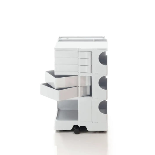 The Boby Trolley Medium with 5 drawers, seen here In the colour white. Available exclusively at Bob and Friends.