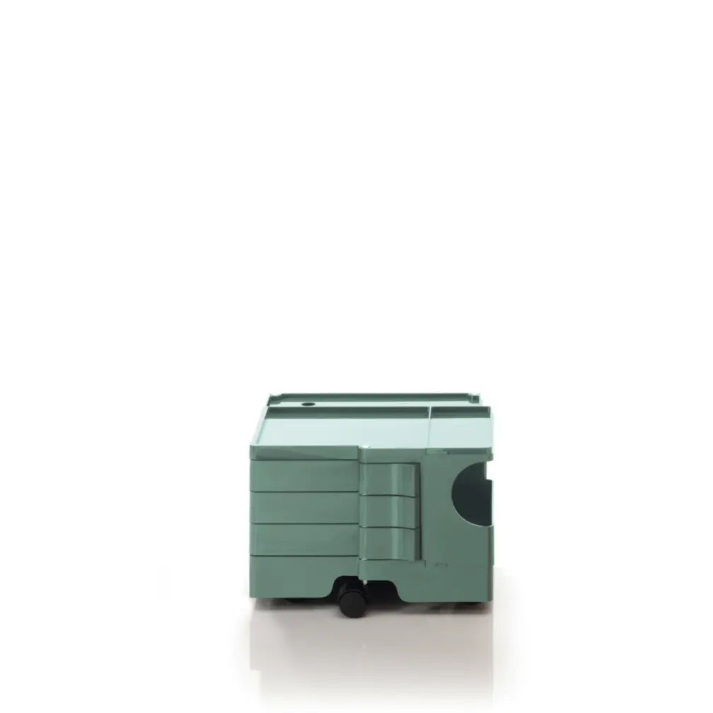The Boby Trolley Extra Small with 3 drawers, seen here In the colour verdigris. Available exclusively at Bob and Friends.