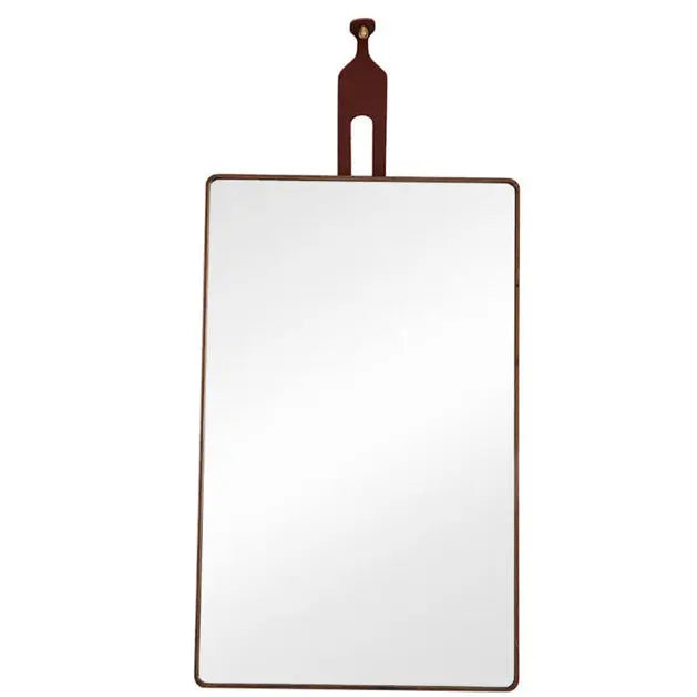 Rectangle Walnut Mirror / Leather Organic Modernism