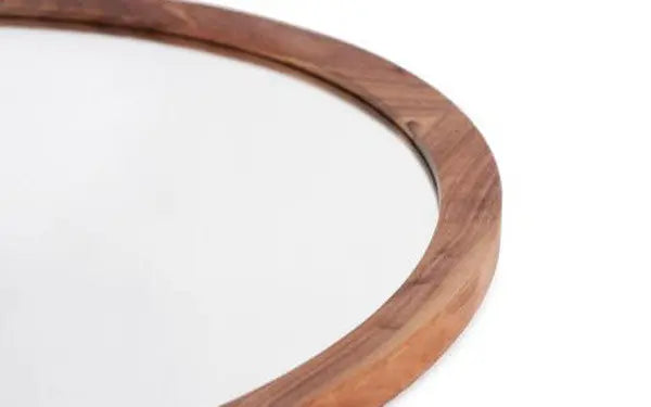 Round Walnut Mirror / Leather- 3 Sizes Organic Modernism