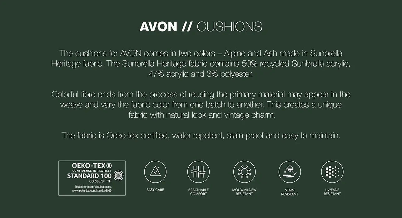 AVON Lounge Chair, Ash Sunbrella Heritage (50% Recycled content) fabric Danish Furniture Ltd