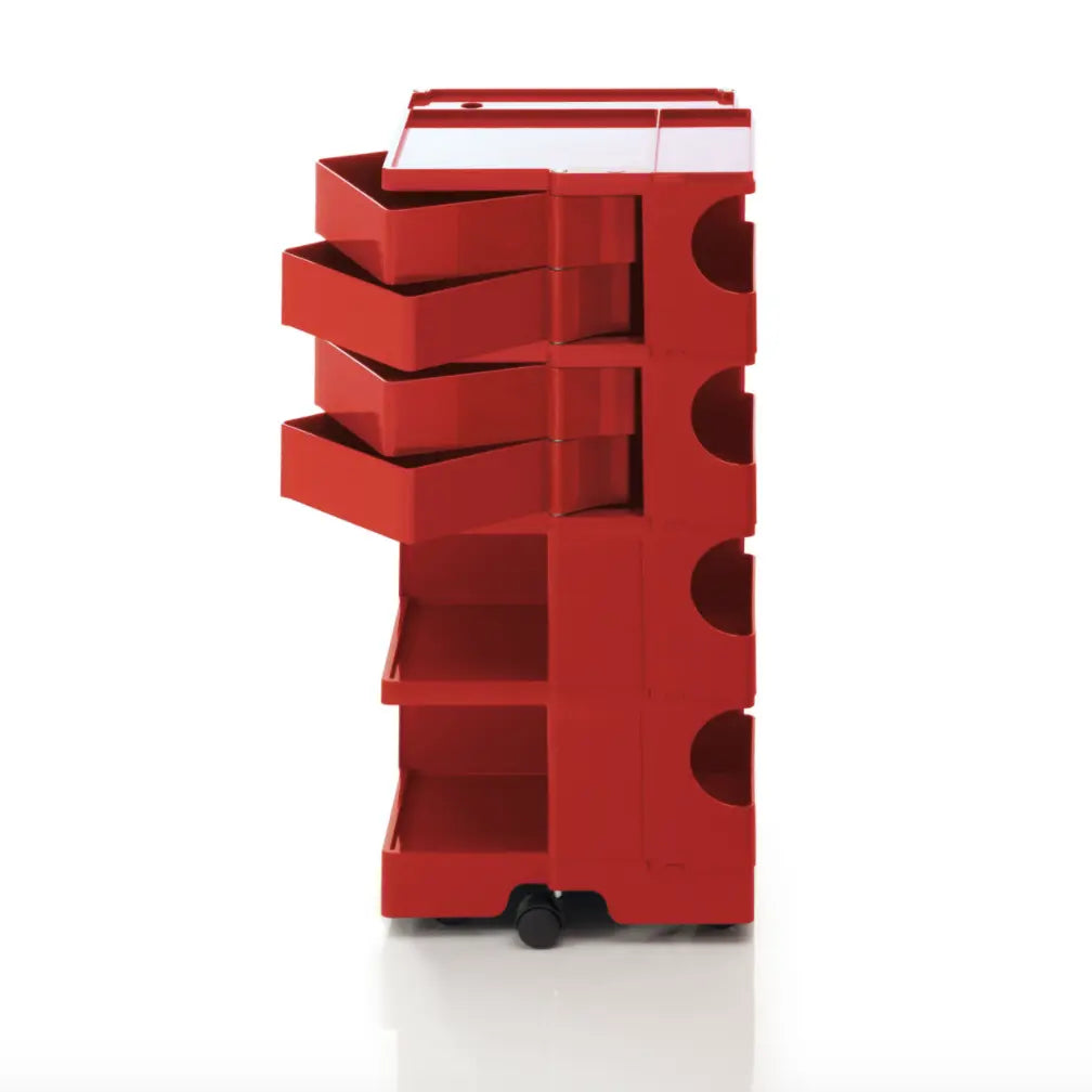The Boby Trolley Large with 4 drawers, seen here In the colour Red. Available exclusively at Bob and Friends. 