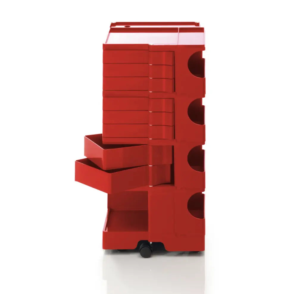 The Boby Trolley Large with 8 drawers, seen here In the colour red. Available exclusively at Bob and Friends. 