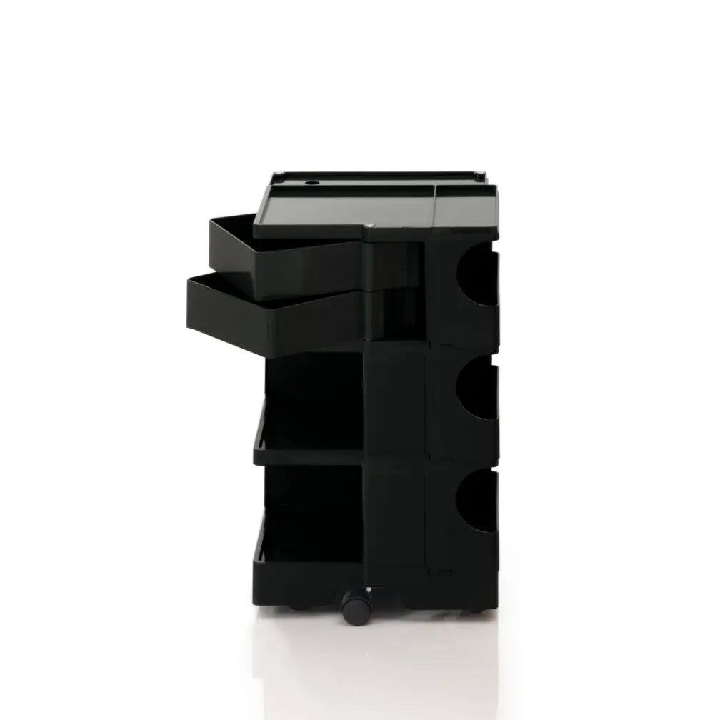The Boby Trolley Medium with 2 drawers, seen here In the colour Black. Available exclusively at Bob and Friends.