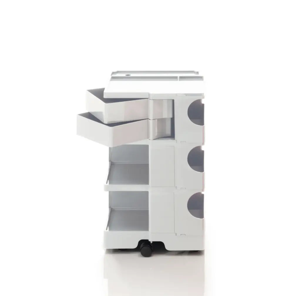The Boby Trolley Medium with 2 drawers, seen here In the colour White. Available exclusively at Bob and Friends.