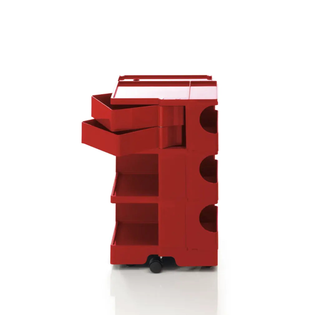 The Boby Trolley Medium with 2 drawers, seen here In the colour Red. Available exclusively at Bob and Friends.