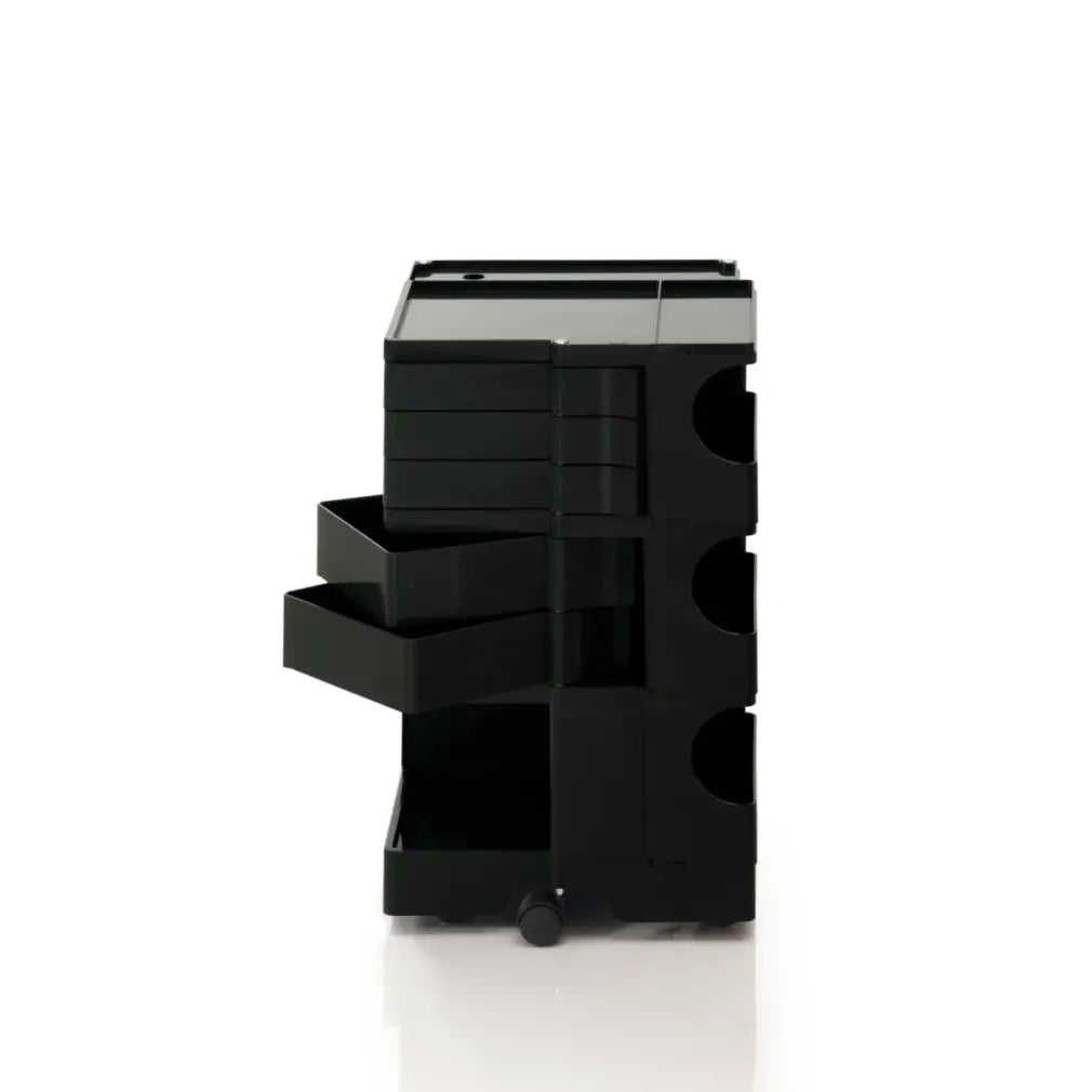 The Boby Trolley Medium with 5 drawers, seen here In the colour black. Available exclusively at Bob and Friends. 
