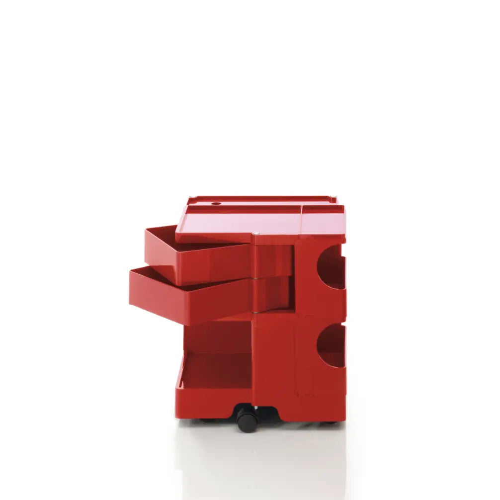 The Boby Trolley Small with 2 drawers, seen here In the colour red. Available exclusively at Bob and Friends.