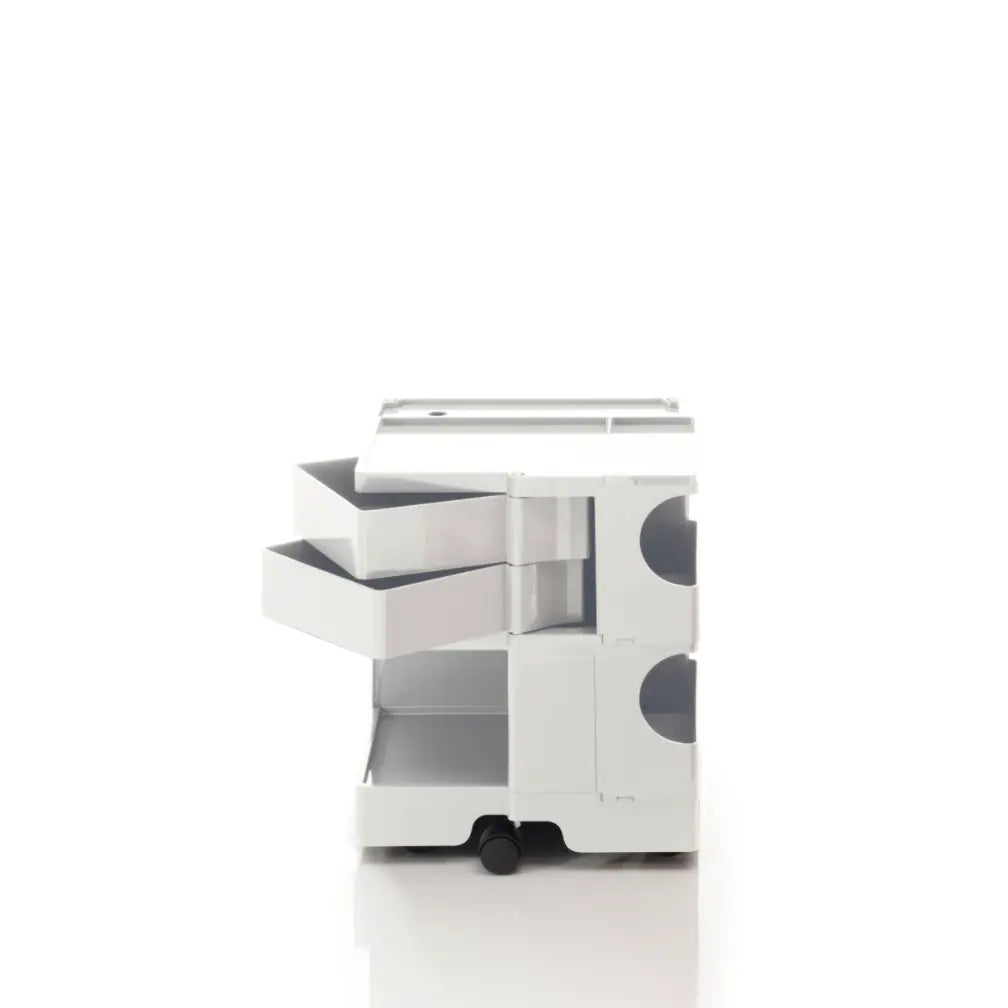 The Boby Trolley Small with 2 drawers, seen here In the colour white. Available exclusively at Bob and Friends.