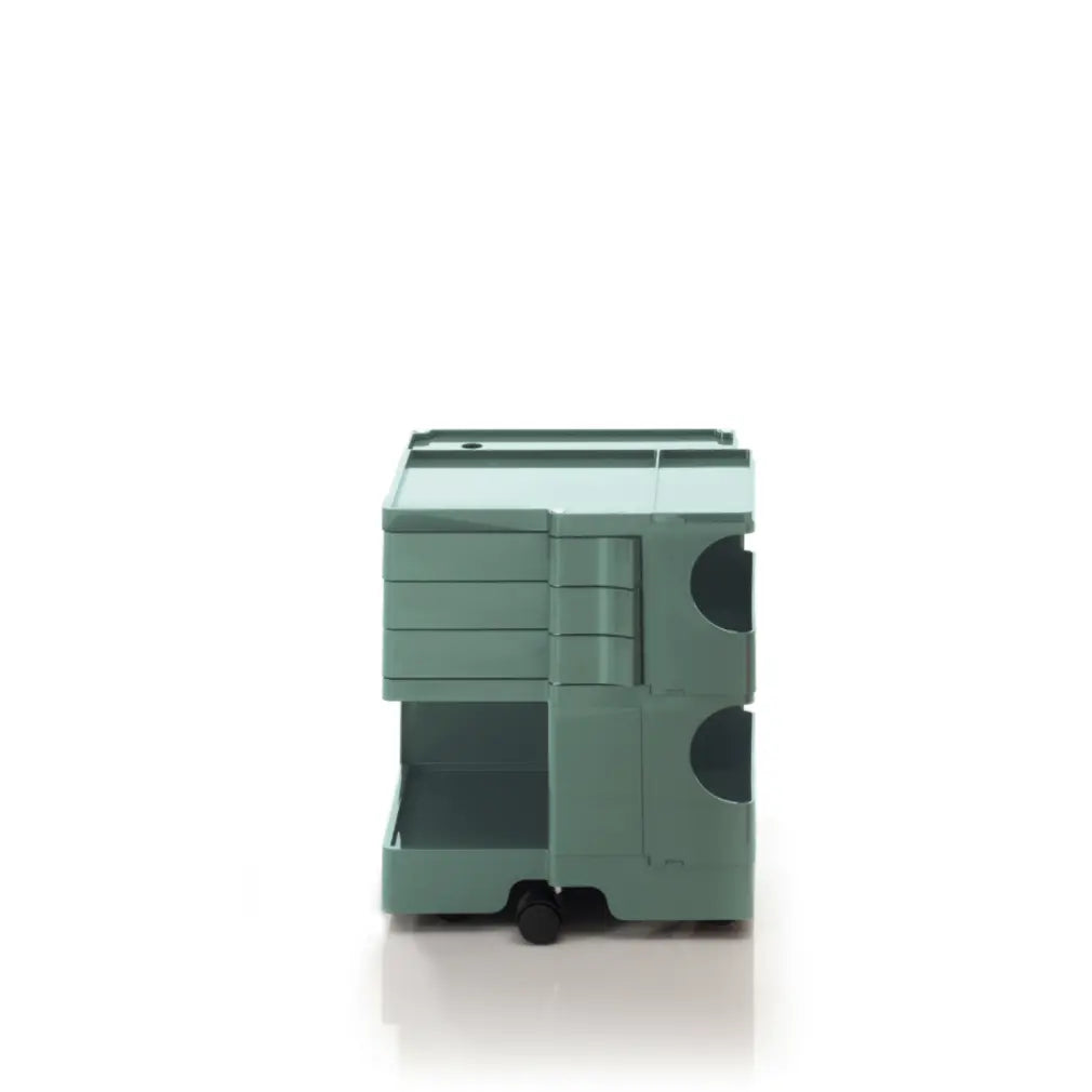 The Boby Trolley Small with 3 drawers, seen here In the colour verdigris. Available exclusively at Bob and Friends.