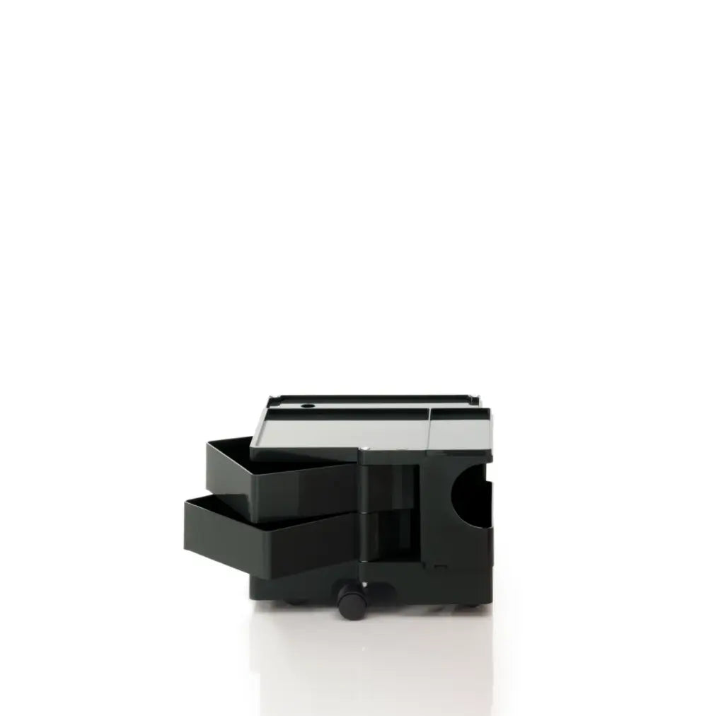The Boby Trolley Extra Small with 2 drawers, seen here In the colour Black. Available exclusively at Bob and Friends.