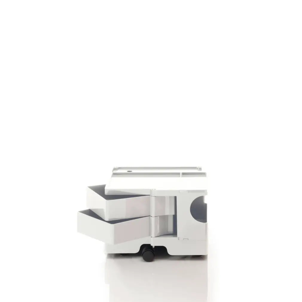 The Boby Trolley Extra Small with 2 drawers, seen here In the colour white. Available exclusively at Bob and Friends.