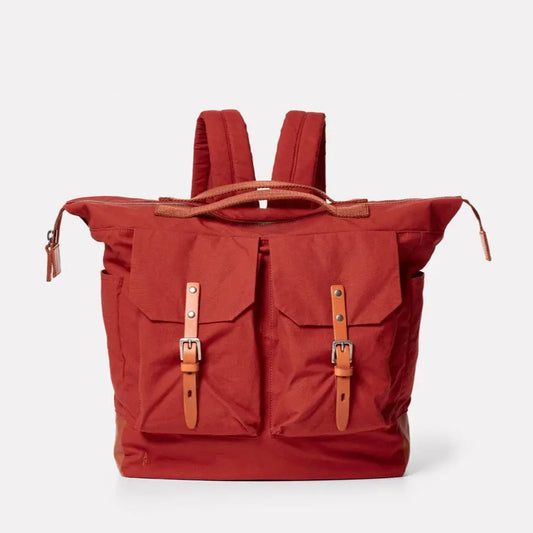 Frank Large Waxed Cotton Rucksack Brick Ally Capellino