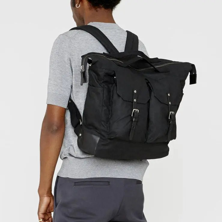 Frank Large Waxed Cotton Rucksack Brick Ally Capellino